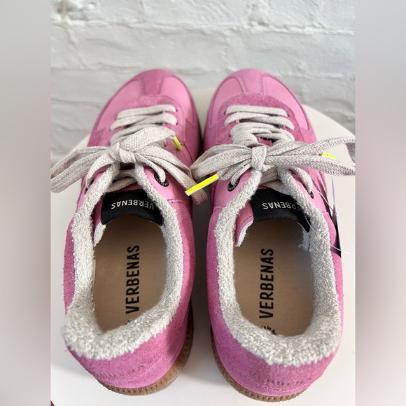 Verbenas Sora Candy Flamingo Pink Leather Suede Sneakers Tennis Shoe Spain NWT - Picture 7 of 9